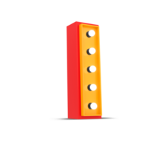 3d alfabet broadway stijl met licht lamp, 3d renderen png