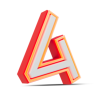 Red 3D alphabet  japan style with orange neon light, 3d rendering. png