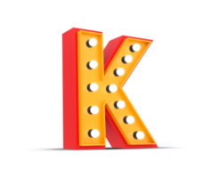 3d alphabet Broadway style with light bulb, 3d rendering png