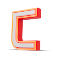 Red 3D alphabet  japan style with orange neon light, 3d rendering. png