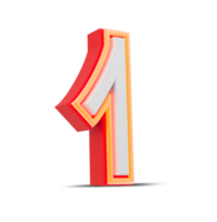 Red 3D Number  japan style with orange neon light, 3d rendering. png