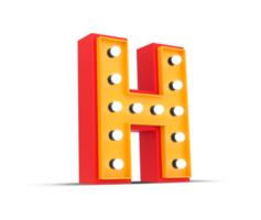 3d alphabet Broadway style with light bulb, 3d rendering png