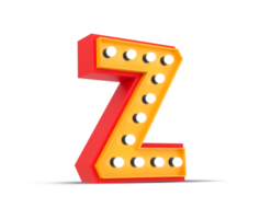 3d alfabeto Broadway estilo com luz lâmpada, 3d Renderização png