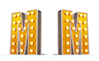 Broadway Stil Licht Birne Alphabet, 3d Rendern png