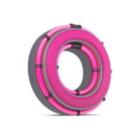 3D pink number with neon light, 3d rendering png