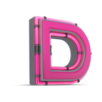 3D pink alphabet with neon light, 3d rendering png