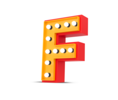 3d alphabet Broadway style with light bulb, 3d rendering png