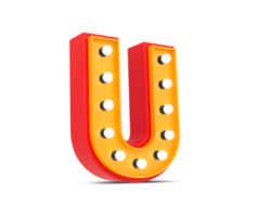 3d alphabet Broadway style with light bulb, 3d rendering png