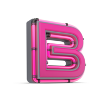 3D pink alphabet with neon light, 3d rendering png