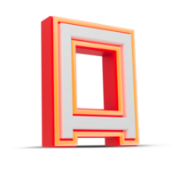 Red 3D Number  japan style with orange neon light, 3d rendering. png