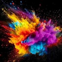 Colorful Rainbow Holi Paint Splash Color Powder. photo