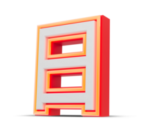 Red 3D Number  japan style with orange neon light, 3d rendering. png