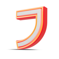 Red 3D Number  japan style with orange neon light, 3d rendering. png