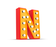 3d alphabet Broadway style with light bulb, 3d rendering png