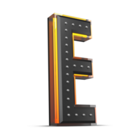 3D alphabet with pin decoration and neon light effect, 3d rendering png