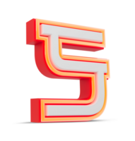 Red 3D alphabet  japan style with orange neon light, 3d rendering. png