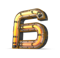 3D wooden number with neon light effect, 3d rendering png