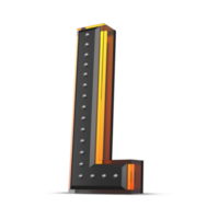 3D alphabet with pin decoration and neon light effect, 3d rendering png