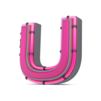 3d rosa alfabeto con neon luce, 3d interpretazione png