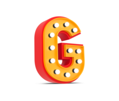 3d alphabet Broadway style with light bulb, 3d rendering png