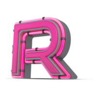 3d Rosa alfabeto com néon luz, 3d Renderização png
