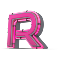 3D pink alphabet with neon light, 3d rendering png