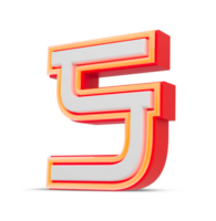 Red 3D alphabet  japan style with orange neon light, 3d rendering. png