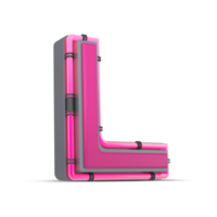 3d rosa alfabet med neon ljus, 3d tolkning png