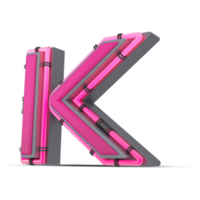 3D pink alphabet with neon light, 3d rendering png