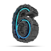 3d spaceship number with neon light effect, 3d rendering png