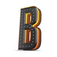 3D alphabet with pin decoration and neon light effect, 3d rendering png