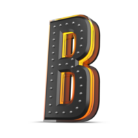 3d alphabet avec épingle décoration et néon lumière effet, 3d le rendu png