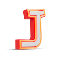 Red 3D alphabet  japan style with orange neon light, 3d rendering. png