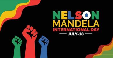 nelson mandela internacional día fondo, bandera, póster y tarjeta diseño modelo con estándar color celebrado en julio. vector