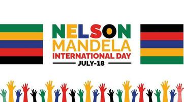 nelson mandela internacional día fondo, bandera, póster y tarjeta diseño modelo con estándar color celebrado en julio. vector