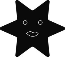 Character of starfish in black color. vector