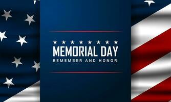 Memorial day background design with remember and honor text vector