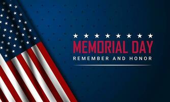 Memorial day background design with remember and honor text vector