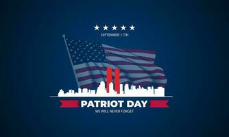 Patriot Day September 11th with New York City background vector illustration