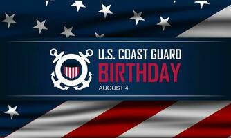 U.S. Coast Guard Birthday August 4 background vector illustration