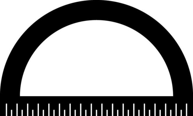 Black protractor rular on white background.