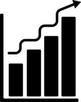 Black growing bar chart in flat style. vector