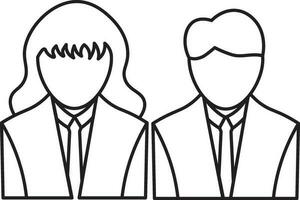 Stroke style of faceless girl and boy icon. vector