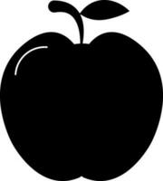 Black apple with leaf on white background. vector