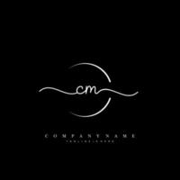 CM Initial handwriting minimalist geometric logo template vector