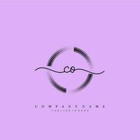 CO Initial handwriting minimalist geometric logo template vector