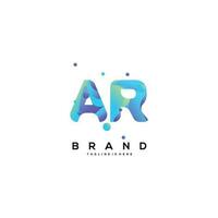 Initial letter AR logo design with colorful style art vector