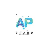 Initial letter AP logo design with colorful style art vector