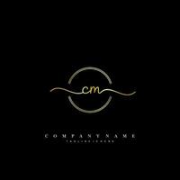 CM Initial handwriting minimalist geometric logo template vector