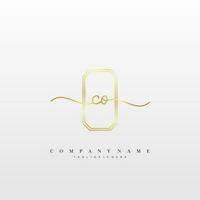 CO Initial handwriting minimalist geometric logo template vector